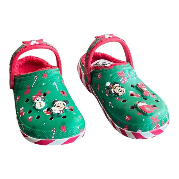 Crocs Mickey & Minnie Mouse Christmas Holiday Fleece Lined Clogs 210813-90H - Picture 6 of 13
